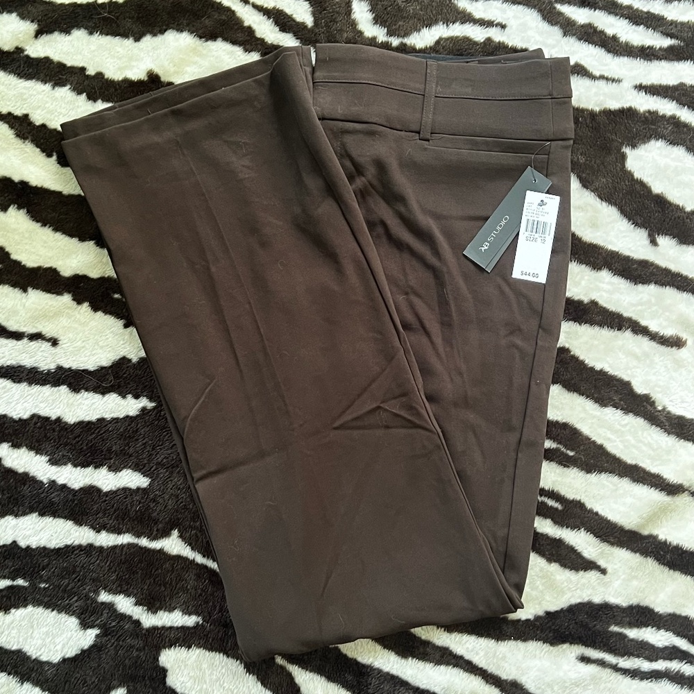 NWT! AB Studio brown Magic Waist dress/work pant - size 12